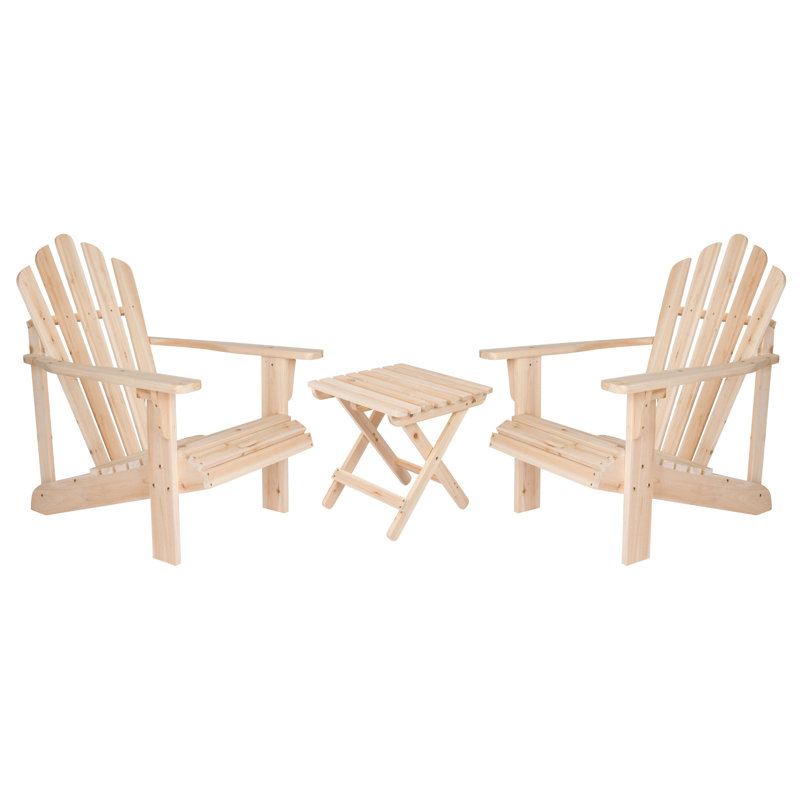Ensemble de chaise Adirondack et table d'appoint d'extérieur Bremment, Naturel