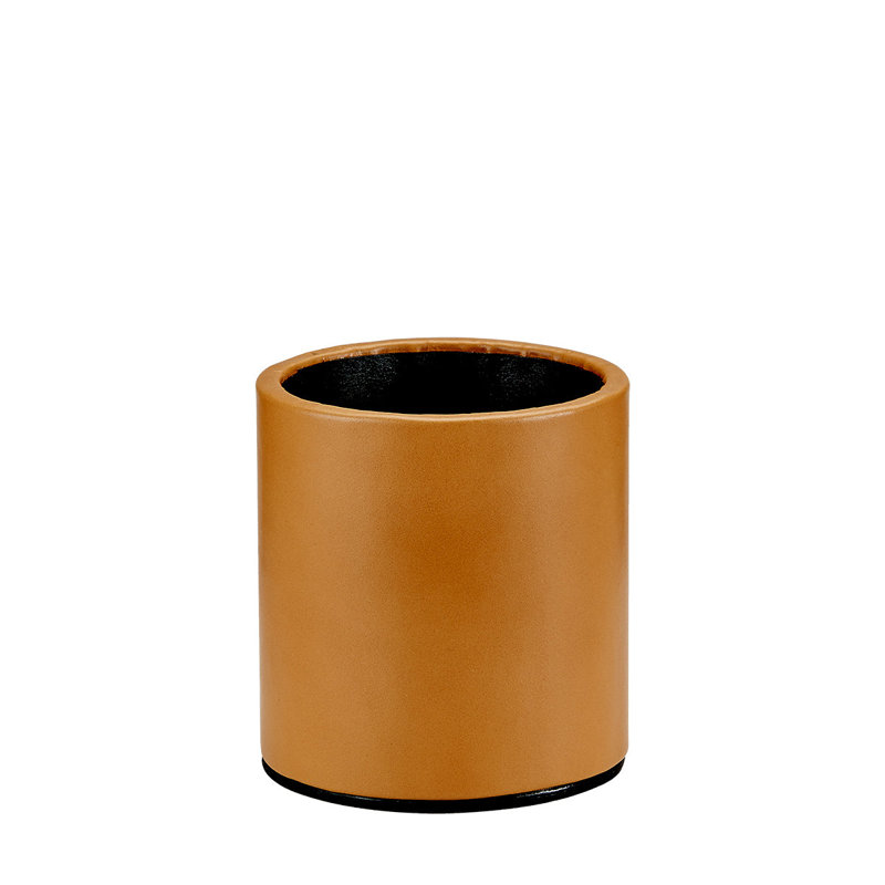 Graphic Image Pencil Cup, Leather, Tan