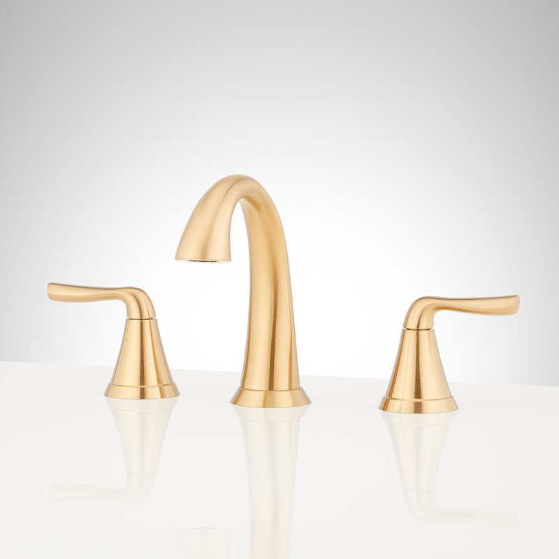 Provincetown 1.2 GPM Widespread Bathroom Faucet with Metal Lever Handles and Pop-Up Drain Assembly, Brushed Gold