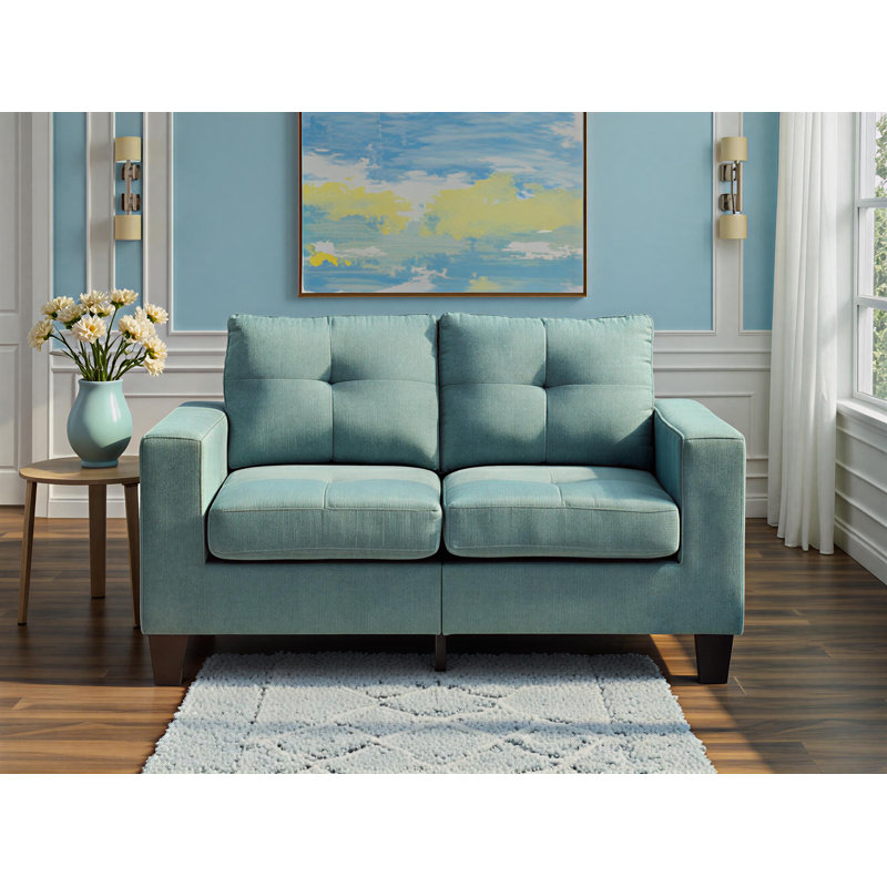 Swansea Teal Modular Fabric Loveseat, Teal