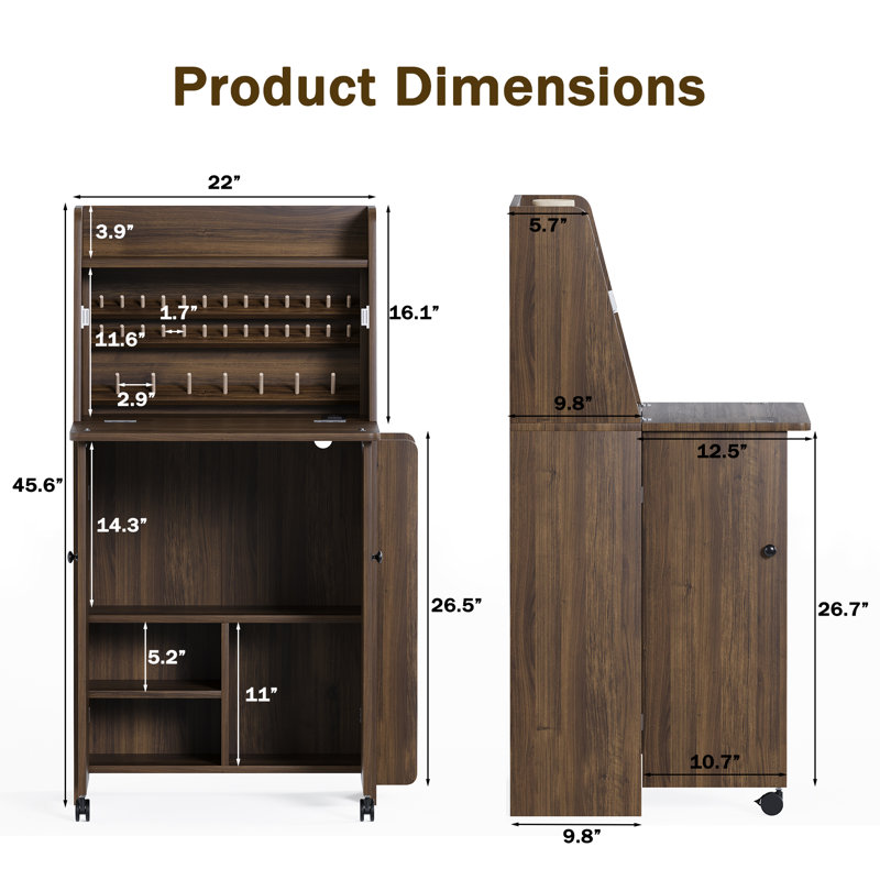 Foldable Sewing Table with Sewing Machine Platform and Storage, Space-Saving Craft Station with Built-in Thread Organizer