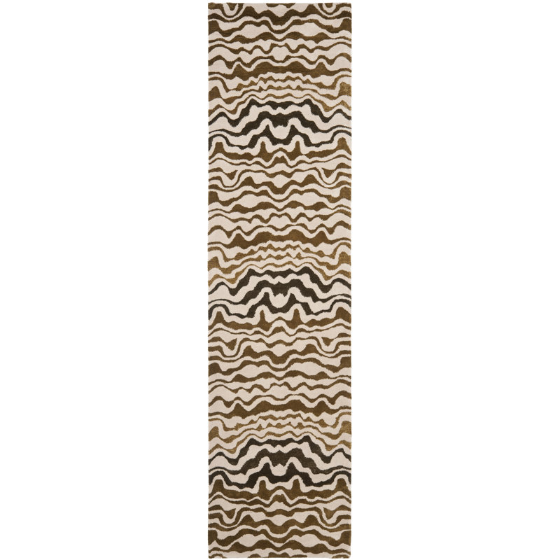 Candelo Hand Tufted Wool Pile Abstract Rug, Runner 2'6" x 12'