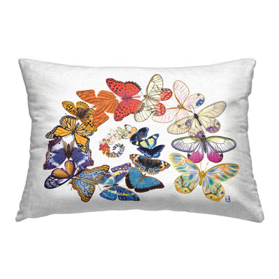 Flying Butterfly Spiral Outdoor Printed Pillow by Ann Jasperson