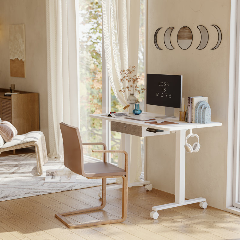 Bureau debout à hauteur ajustable, Blanc, H 46 po x l 63 po x P 24 po