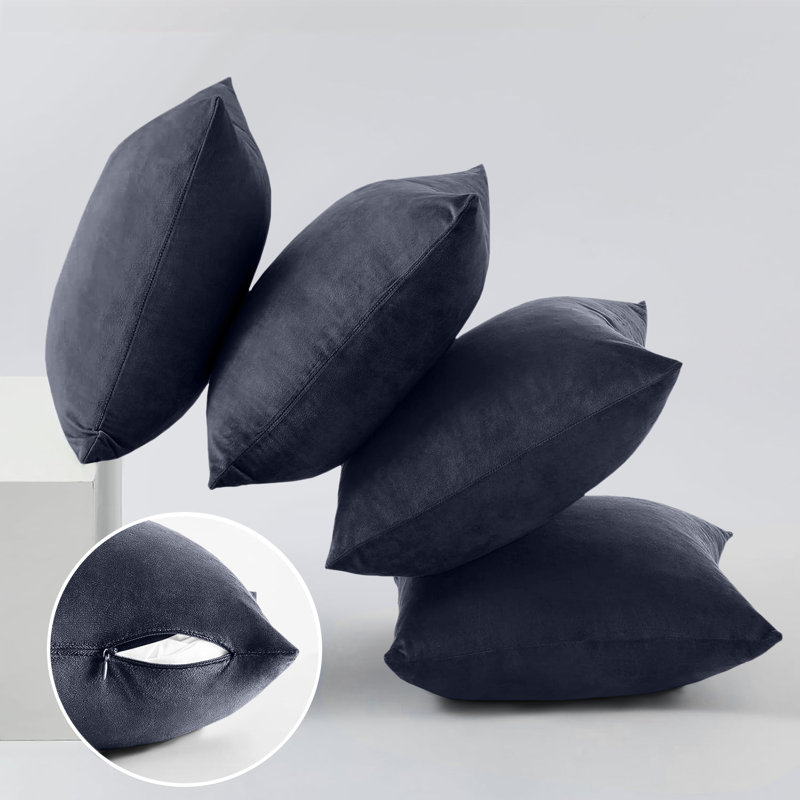 Luxury Square Throw Cushion Cover Pad Decorative set of 4, Charcoal