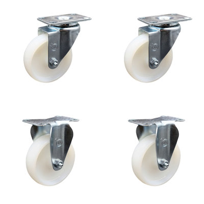 4 Piece Nylon Top Plate Caster Set with 2 Rigids