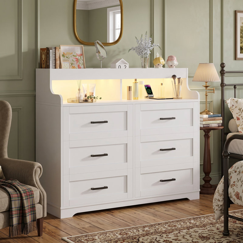 Solid Wood 110cm W 6 - Drawer Chest of Drawers