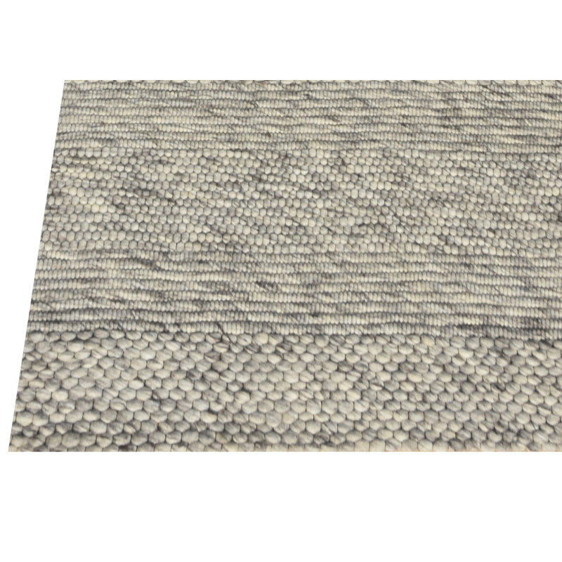Tapis rectangulaire rayé en nylon / laine tissé à la main gris clair, Rectangle 3 pi 6 po x 5 pi 6 po