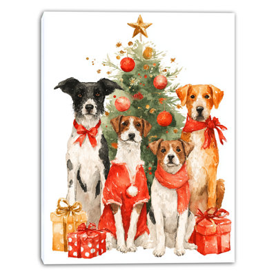 «Holiday Dogs» par Christmas Tree, art mural sur toile tendue