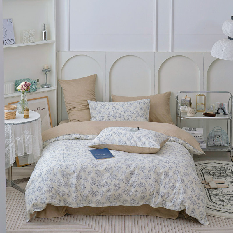 W-CMQS Cotton Standard Floral Duvet Cover, King Duvet Cover + 2 Standard Pillowcases