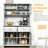 63.5" Kitchen Buffet With , Pantry Storage Cabinet, 4 Shelves & Drawers, Framed Glass Doors, Ash Grey, Extra Space For Dishes Appliances And Space, Shelves, Microwave Counter Open