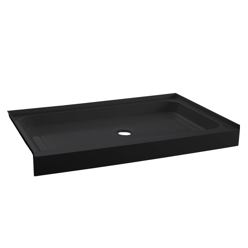 Voltaire 48 po x 32 po à simple seuil, bonde centrale et base de douche Voltaire, Noir