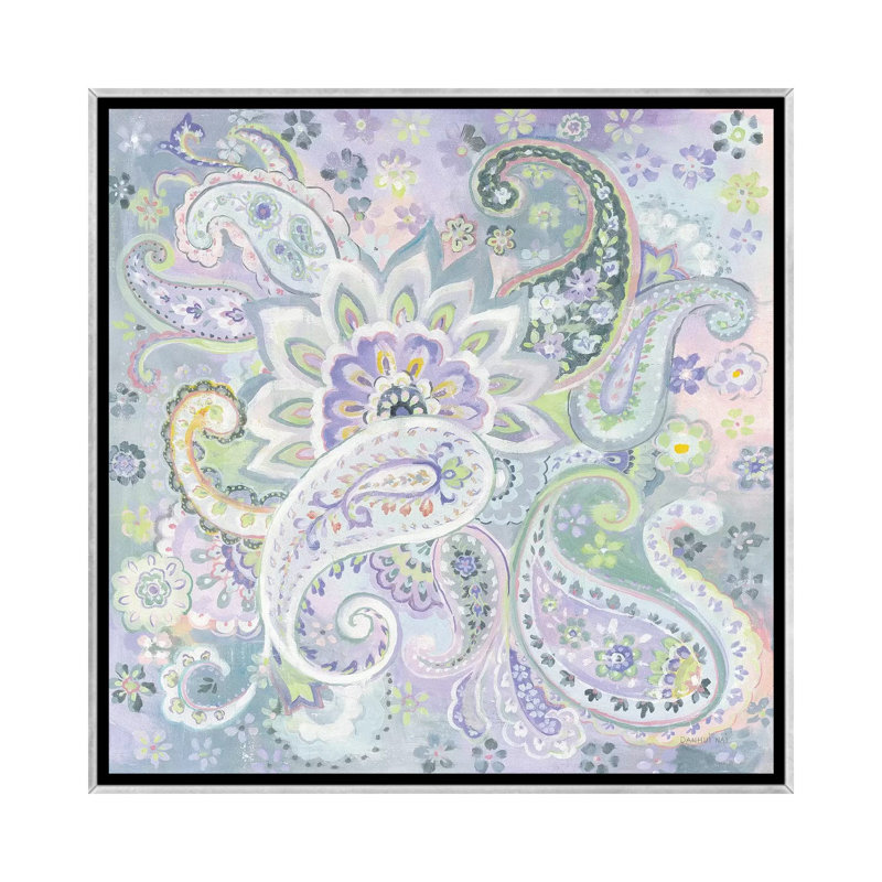 "Paisley Dream" par Danhui nai, reproduction d’art, Toile avec cadre argenté, Pas de tapis, H 18 po x l 18 po x 1,5 po