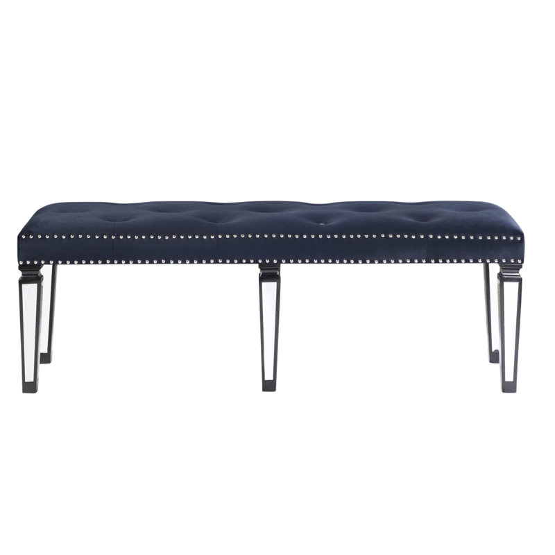 Dark Navy And Black Tufted Bench