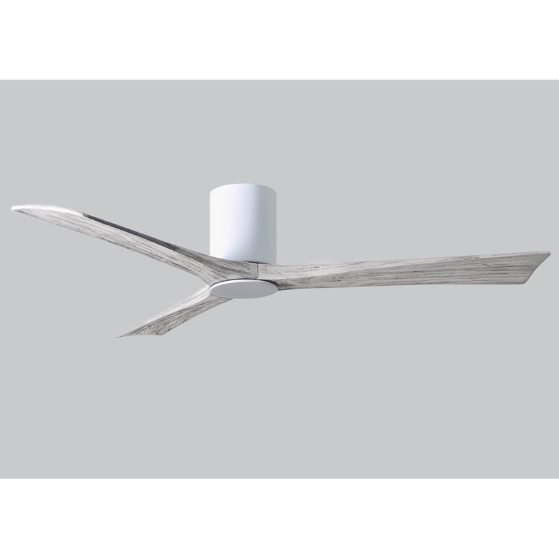 Olivier à 3 pales DEL standard avec ventilateur de plafond et ensemble d'éclairage inclus, Blanc brillant, Ton bois de grange
