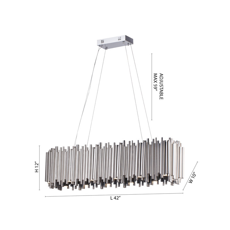 Shiny Nickel Stainless Steel Rectangular Frame LED Chandelier