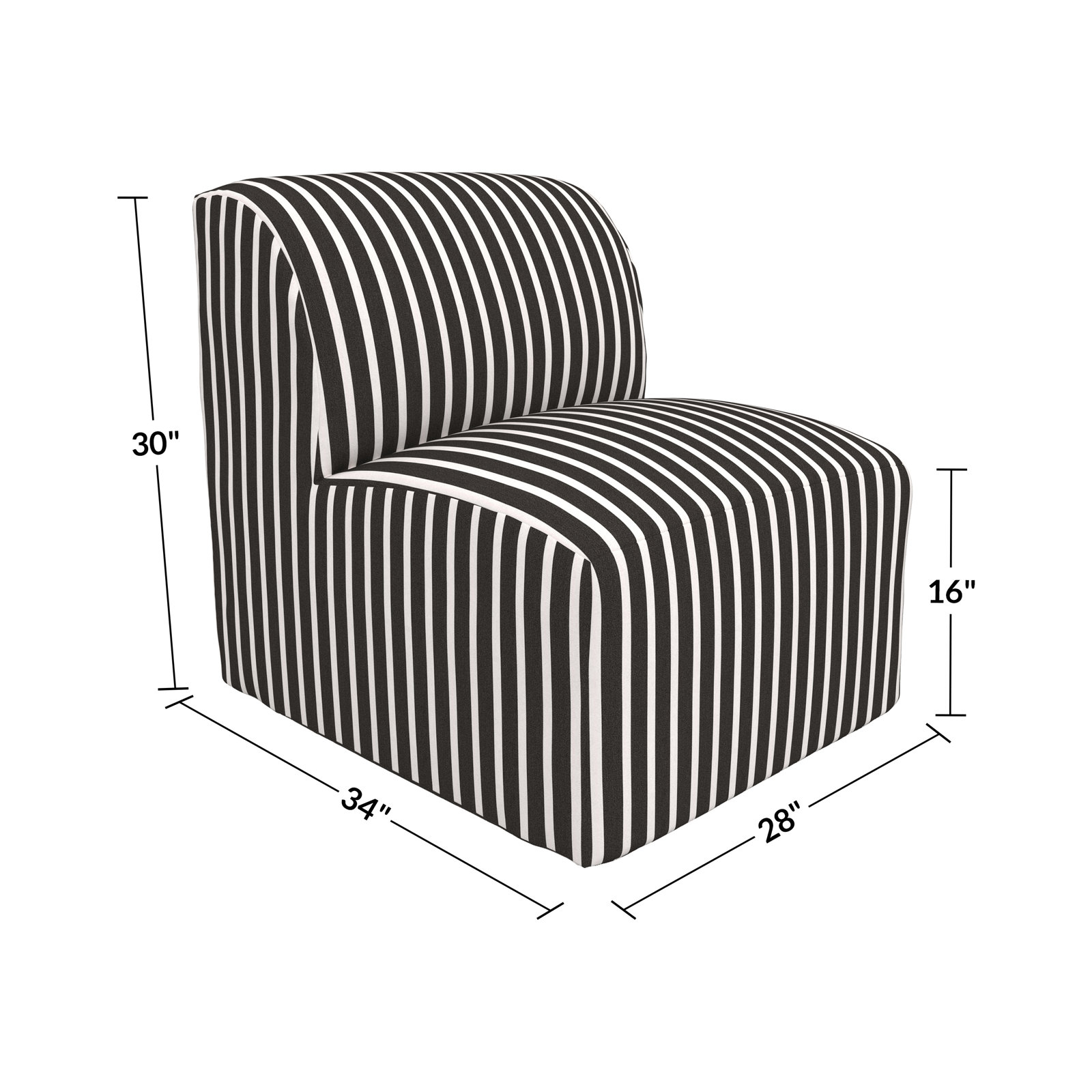 Eliana Sunbrella® Patio Lounge Chair, Shore Classic Black Stripe Sunbrella®