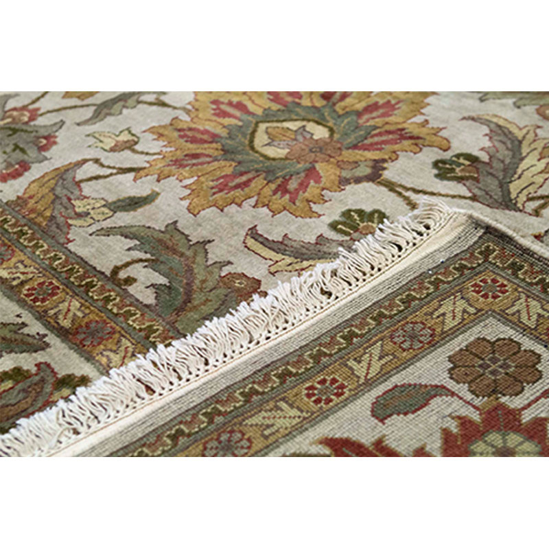 Tapis crème et crème noué à la main de haute qualité