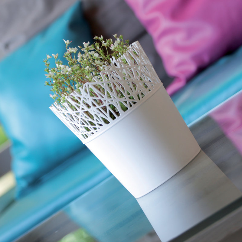 Carla-Louise Pot Planter, White, 18.2cm H x 16cm W x 16cm D