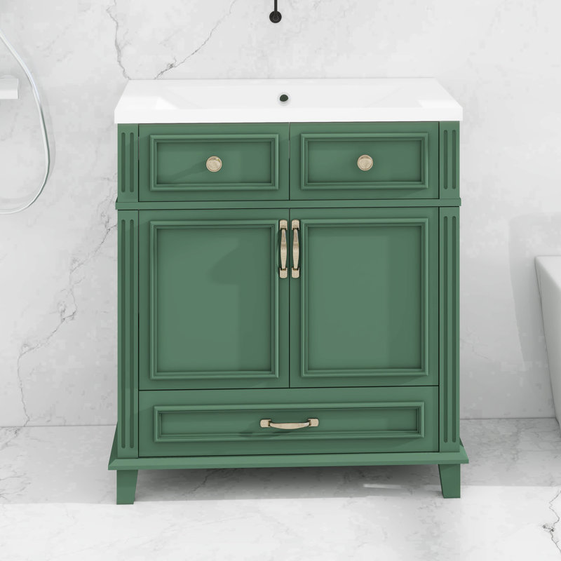 Ensemble de meuble-lavabo 30 po avec lavabo, 2 portes et 1 tiroir, Vert