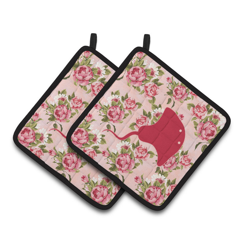 Caroline's Treasures Stingray Floral Polyester Potholder, Pink