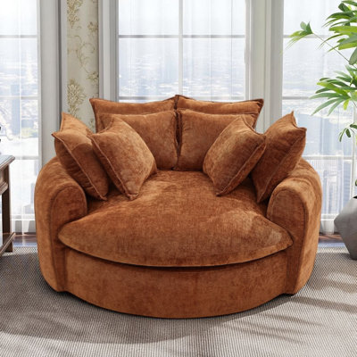 Boneless 59.8" Full-compressed Round Chaise Sofa