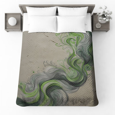 Couvre-lit tourbillonnant des vagues vertes