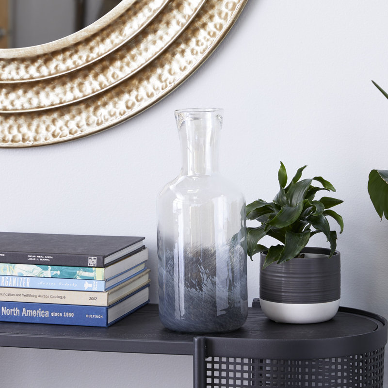 Gray Ombre Glass Coastal Table Vase, 13.2"