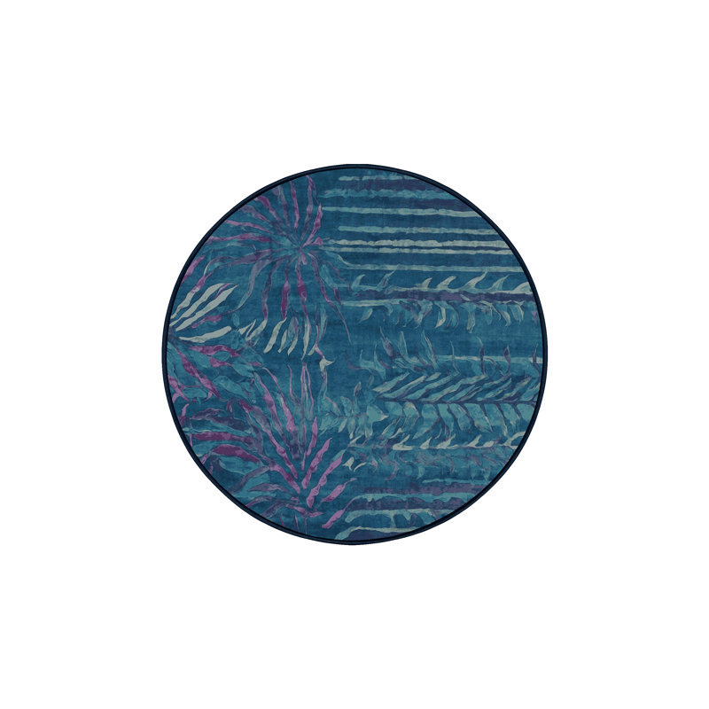 Machine Washable Blue Area Rug, Round 7'