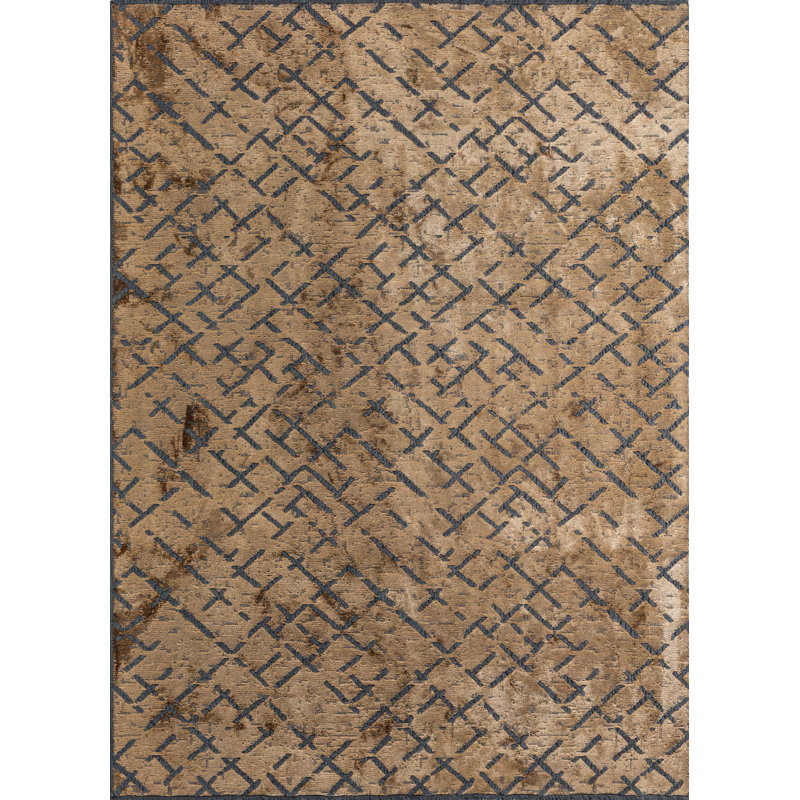 Brown/Black Abstract Luxury Area Rug, Rectangle 7'10" x 11'2"