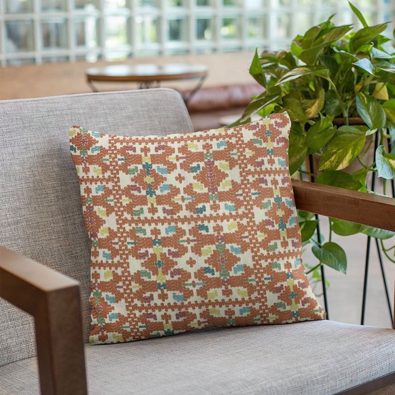 Coussin damassé Morocco, 24 po x 24 po, Multicolore