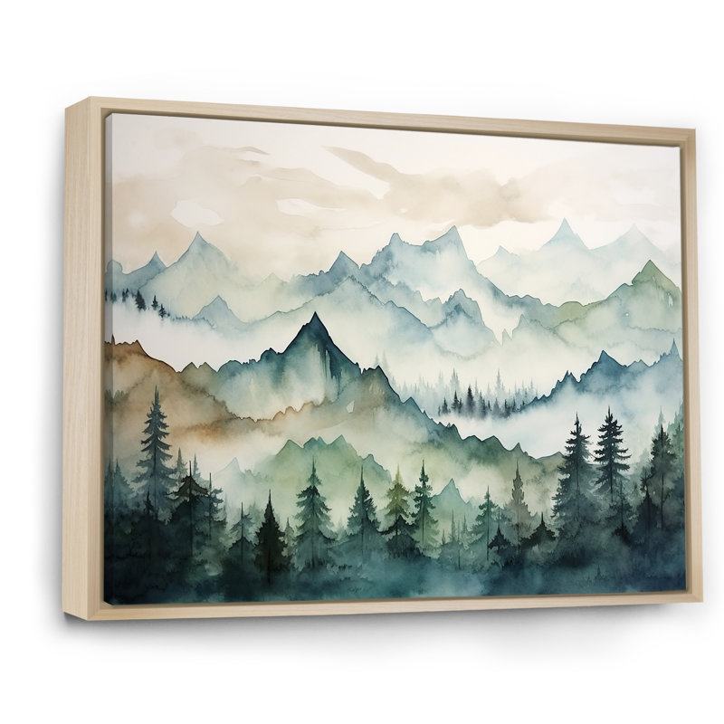 Sommet vert, montagnes du Japon - Art encadré au Japon, Cadre flottant brun, H 34 po x l 44 po x P 1,5 po