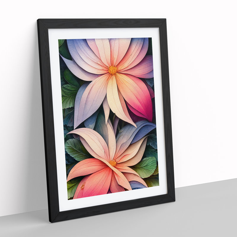 Feisty Flowers - Framed Print, 64cm H x 46cm W x 2cm D, Black