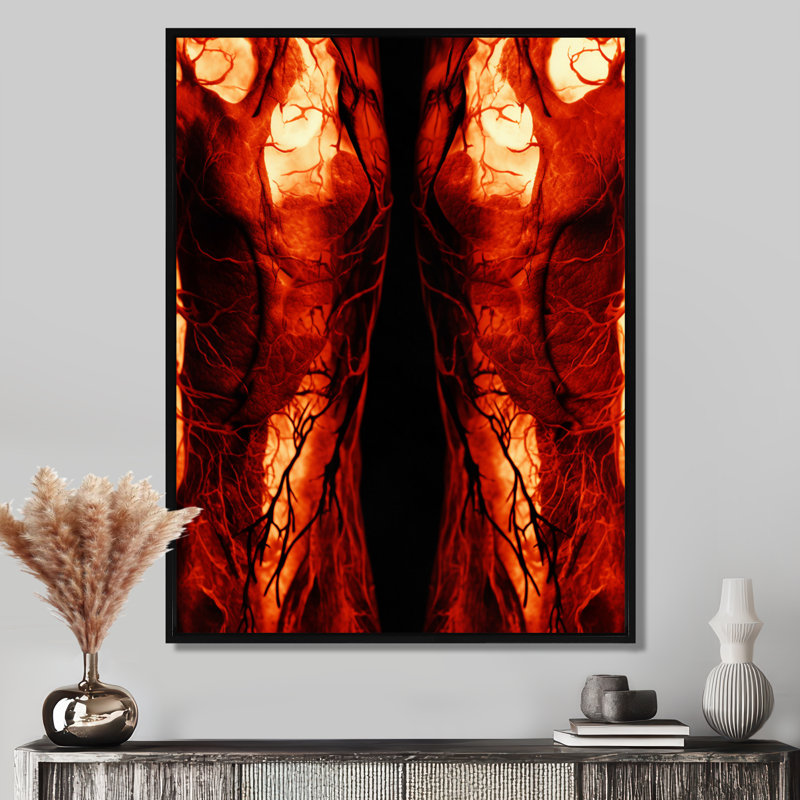 «From The Inside Out» - Lettre abstraite, art mural, H 20 po x l 12 po x P 1 po, Toile avec cadre flottant noir
