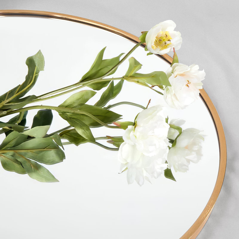 Round Metal Framed Mirror, 27.5" x 27.5", Gold
