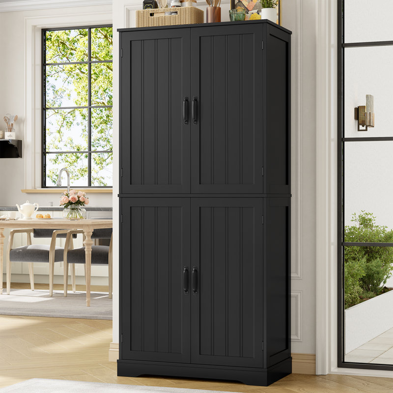 Armoire de rangement autoportante en lin 71,3 po, Noir