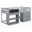 Lit simple mezzanine bas avec bureau à roulettes et amp; Rangement - gris, L 76,9 po x l 42,4 po x H 41,9 po, aucun sommier requis, bois de pin robuste-1162154796