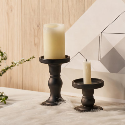 3-Piece Glass Candle Holder Set For Pillar And Taper Candles, Clear Candle Stand For Home Decor And Centerpieces