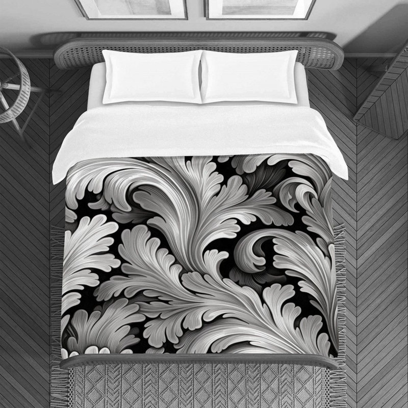 Machine Printed Duvet Cover, Queen Duvet Cover, Red/Silver