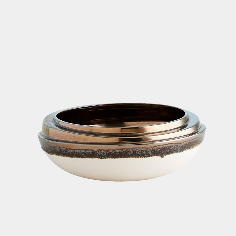 Bol décoratif à pile oblique réactive en bronze H 4 po x l 12 po x P 12 po