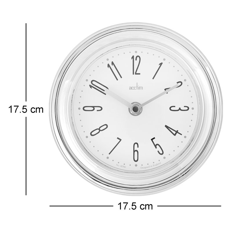 Acctim Riva Small Wall Clock Quartz Chrome Effect 17.5cm