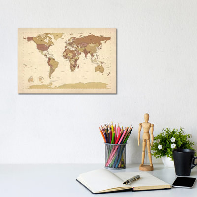 Map Of The World V by Michael Tompsett - Wrapped Canvas Painting