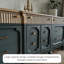 Grand buffet de rangement rétro en bois massif bleu