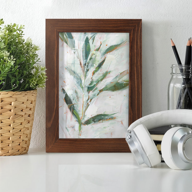 «Tropical Foliage Study I», reproduction d'art sur toile, H 6 po x l 4 po x P 1 po, Papier encadré châtaignier