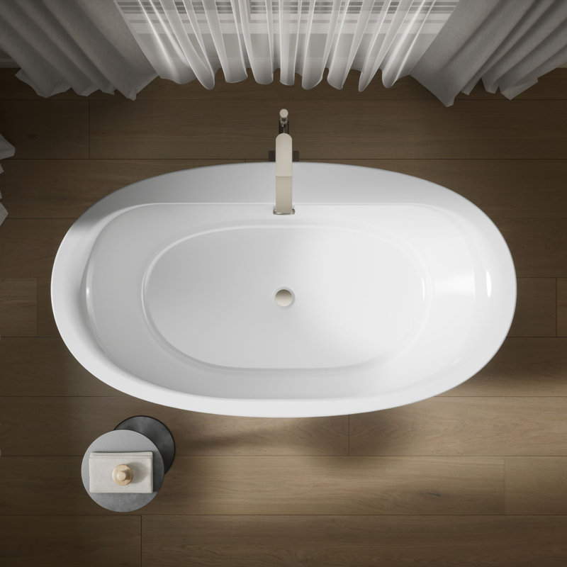 Sunstruck Freestanding 65.5" x 35.5" Soaking Bathtub, White