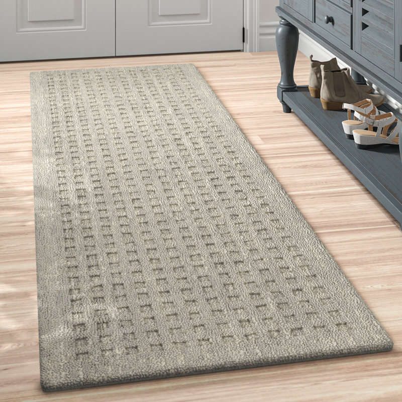 Tapis noir fait à la main Ardell, Tapis de couloir 2 pi 3 po x 8 pi