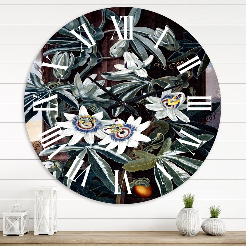 Fleurs rétro I - horloge murale traditionnelle, Très petit