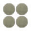 Houndstooth Black White Vegan Leather Round Coasters-606181836