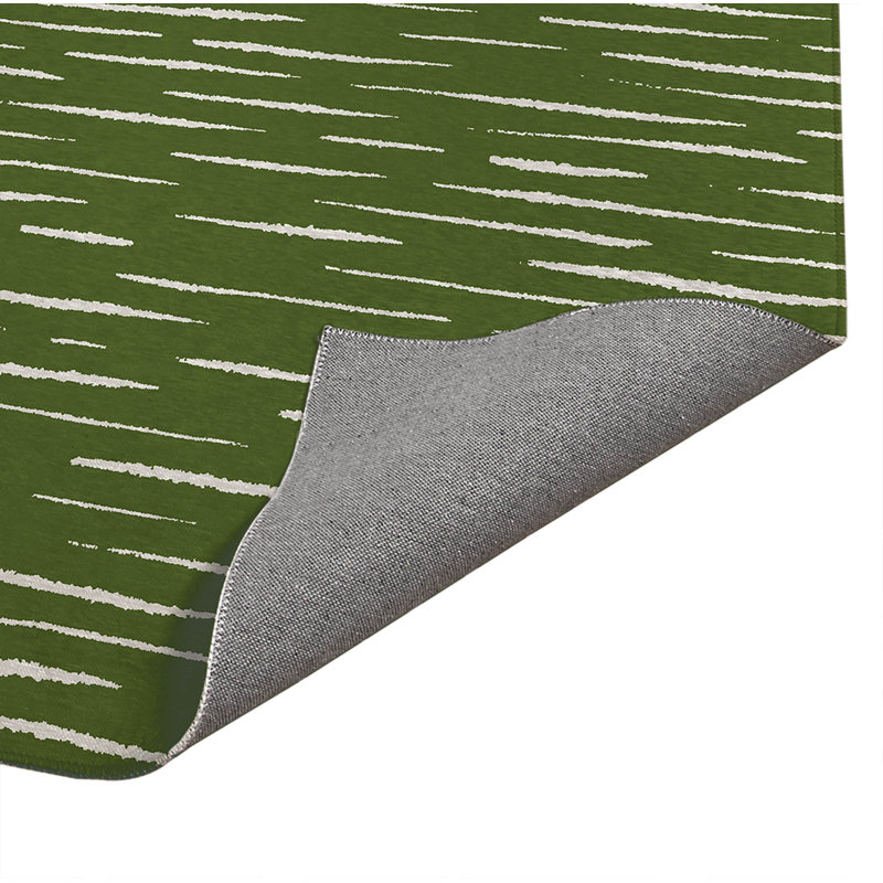 Tapis de cuisine à profil bas Lak, Vert olive, Rectangle 5 pi x 7 pi