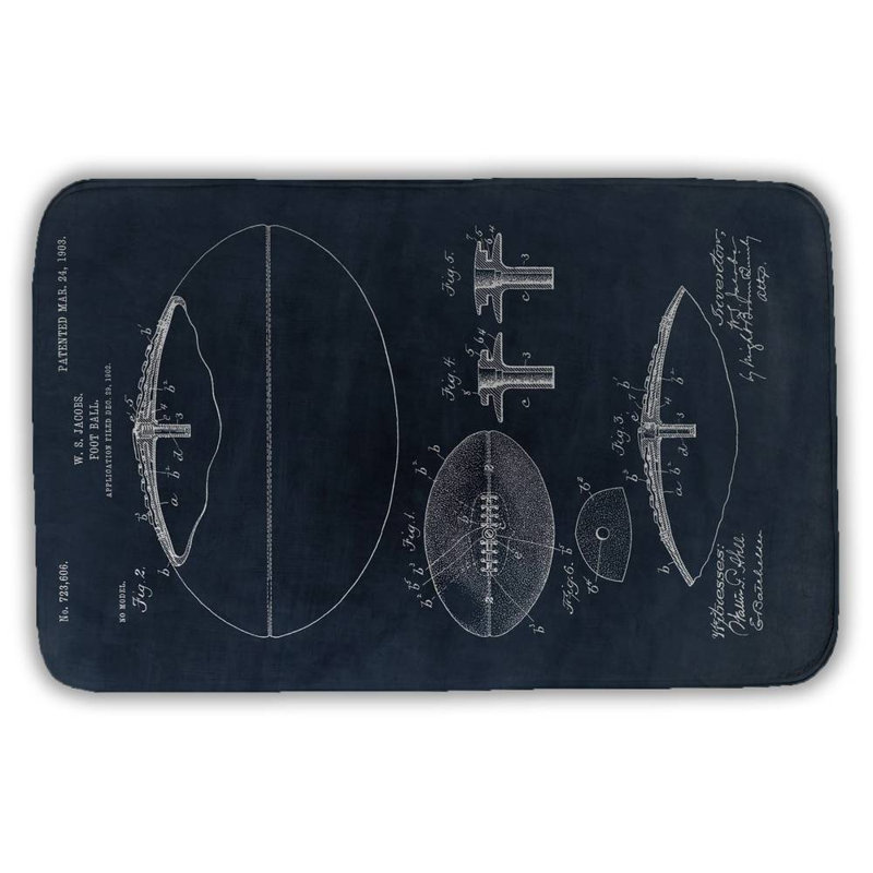 Beige blueprint of a foot ball Bath Mat with Non-Slip Backing - Quick Dry Memory Foam Bathroom Rug - Absorbent - Modern Plush Spa-Style - Machine Washable